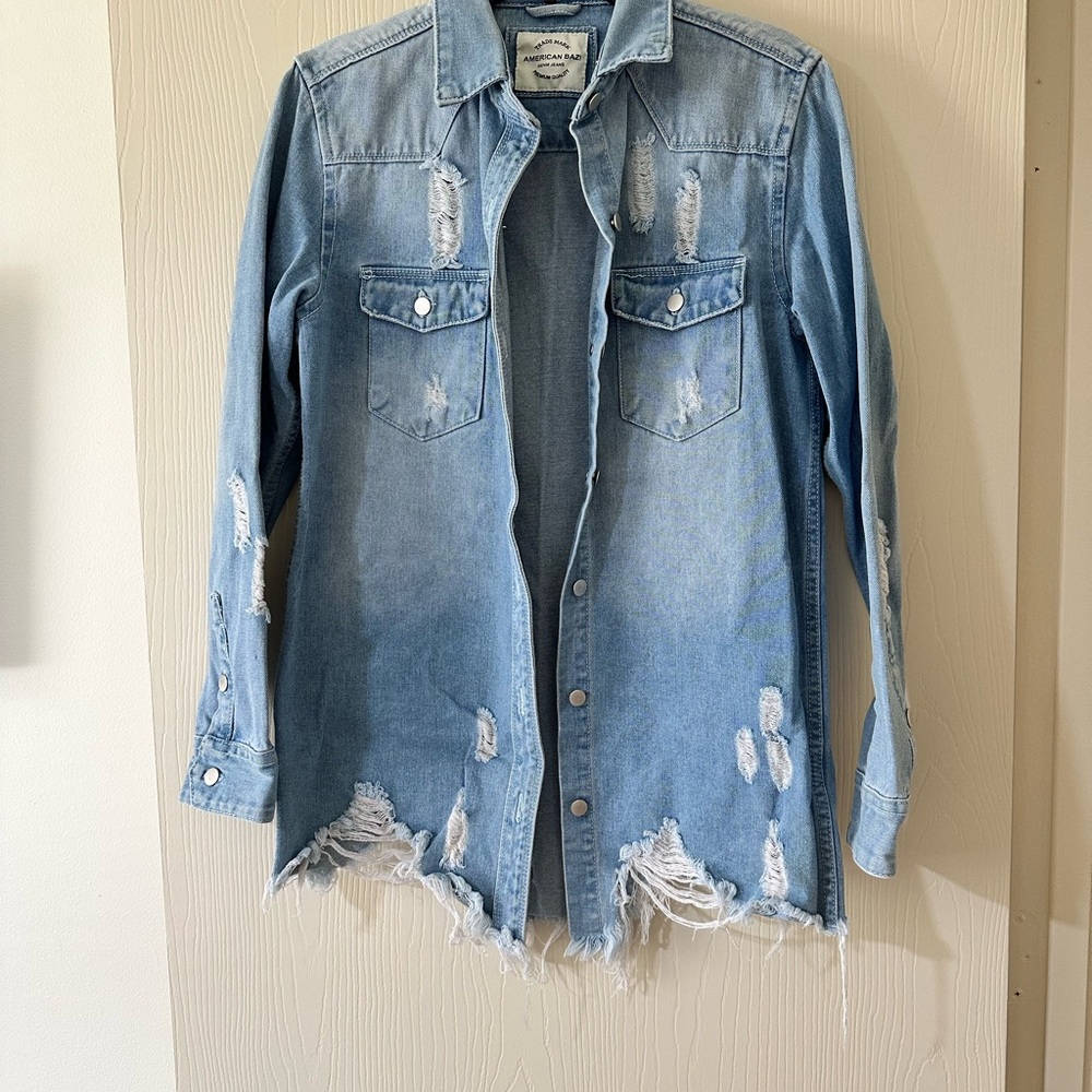 Distressed Light Blue Denim Jacket